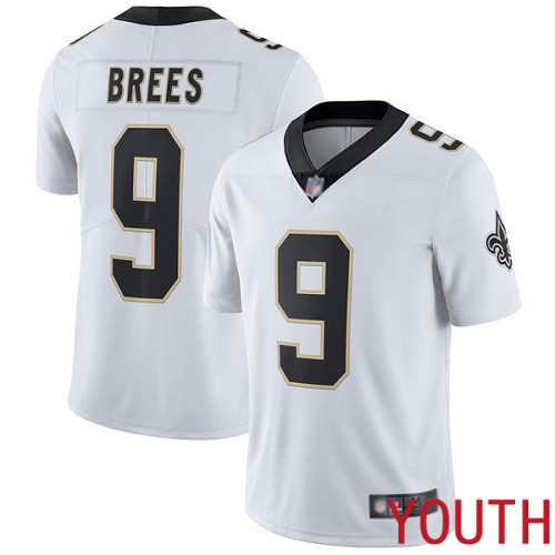 New Orleans Saints Limited White Youth Drew Brees Road Jersey NFL Football #9 Vapor Untouchable Jersey